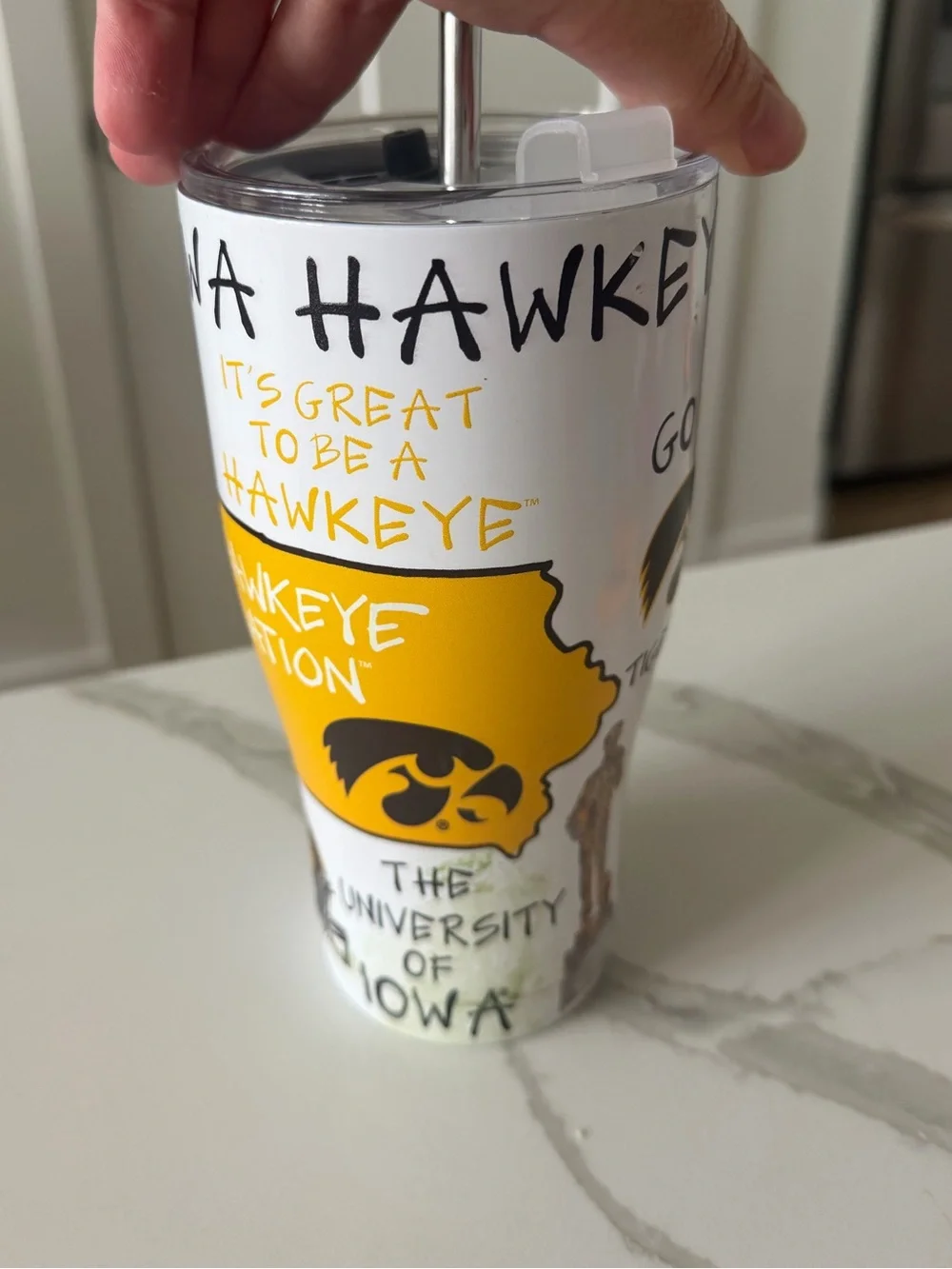 University of Iowa Hawkeye Nation White & Gold Travel Tumbler